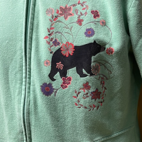 Toast and Jammies green hooded zip up sweatshirt, green, women’s size medium - Picture 2 of 7